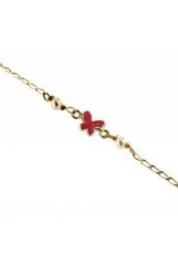 gorgeous small pink enamel butterfly gold baby bracelet